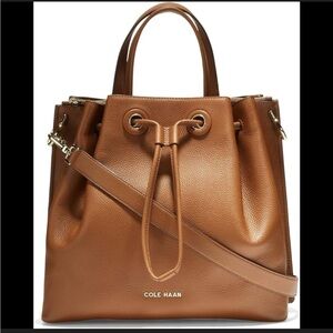 NWT Cole Haan Leather Bucket Bag. Grand Series. British Tan.